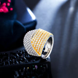 Wide Twisted Line Ring Two Tone Women Wedding Jewelry