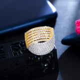 Wide Twisted Line Ring Two Tone Women Wedding Jewelry