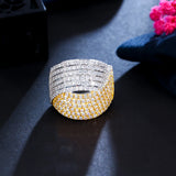 Wide Twisted Line Ring Two Tone Women Wedding Jewelry