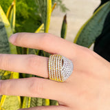 Wide Twisted Line Ring Two Tone Women Wedding Jewelry
