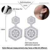 Hexagon CZ Crystal Paved Dangle Earrings for Women Wedding