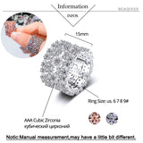 15mm Rose CZ Wide Circle Wedding Bands Ring for Women