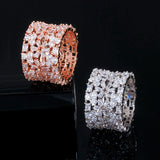 15mm Rose CZ Wide Circle Wedding Bands Ring for Women