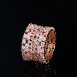 15mm Rose CZ Wide Circle Wedding Bands Ring for Women