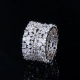 15mm Rose CZ Wide Circle Wedding Bands Ring for Women