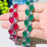 Red CZ Water Drop Stone Bangle Bracelet for Women B199