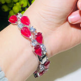 Red CZ Water Drop Stone Bangle Bracelet for Women B199
