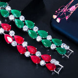 Red CZ Water Drop Stone Bangle Bracelet for Women B199