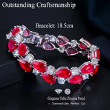Red CZ Water Drop Stone Bangle Bracelet for Women B199