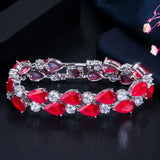 Red CZ Water Drop Stone Bangle Bracelet for Women B199