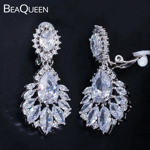 CZ Stone Non Pierced Ear Clip Bridal Earring