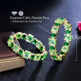 Green Cubic Zircon Hoop Earrings for Women Wedding Party E524