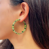 Green Cubic Zircon Hoop Earrings for Women Wedding Party E524