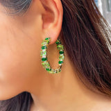 Green Cubic Zircon Hoop Earrings for Women Wedding Party E524