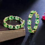 Green Cubic Zircon Hoop Earrings for Women Wedding Party E524
