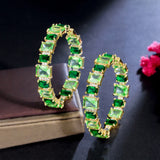 Green Cubic Zircon Hoop Earrings for Women Wedding Party E524