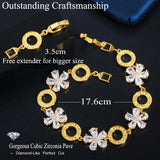 Red Green CZ Flower Circle Tennis Bracelet B190