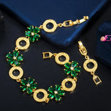 Red Green CZ Flower Circle Tennis Bracelet B190