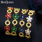 Red Green CZ Flower Circle Tennis Bracelet B190