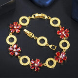 Red Green CZ Flower Circle Tennis Bracelet B190