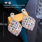 Multicolor Crystal Hollow Long Dangle Earrings Nigerian Wedding Jewelry