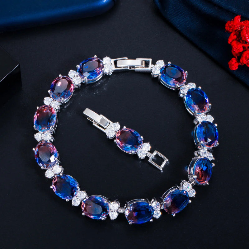 Sparkling Rainbow CZ Pave Bracelet for Women Party B227