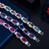 Sparkling Rainbow CZ Pave Bracelet for Women Party B227