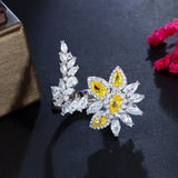 Yellow Water Droplets Flower CZ Adjustable Women Wedding Party Ring