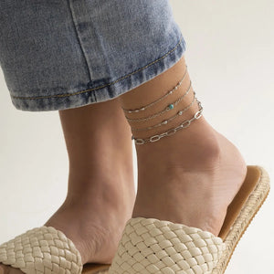 Beach Resort Thin Chain Mixed Ladies Anklet