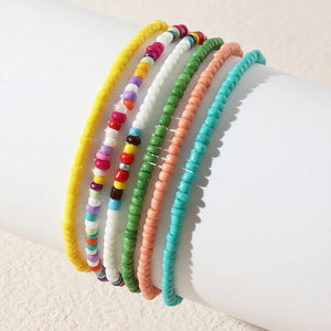 Beach Resort Style Beaded Multi-layered Anklet