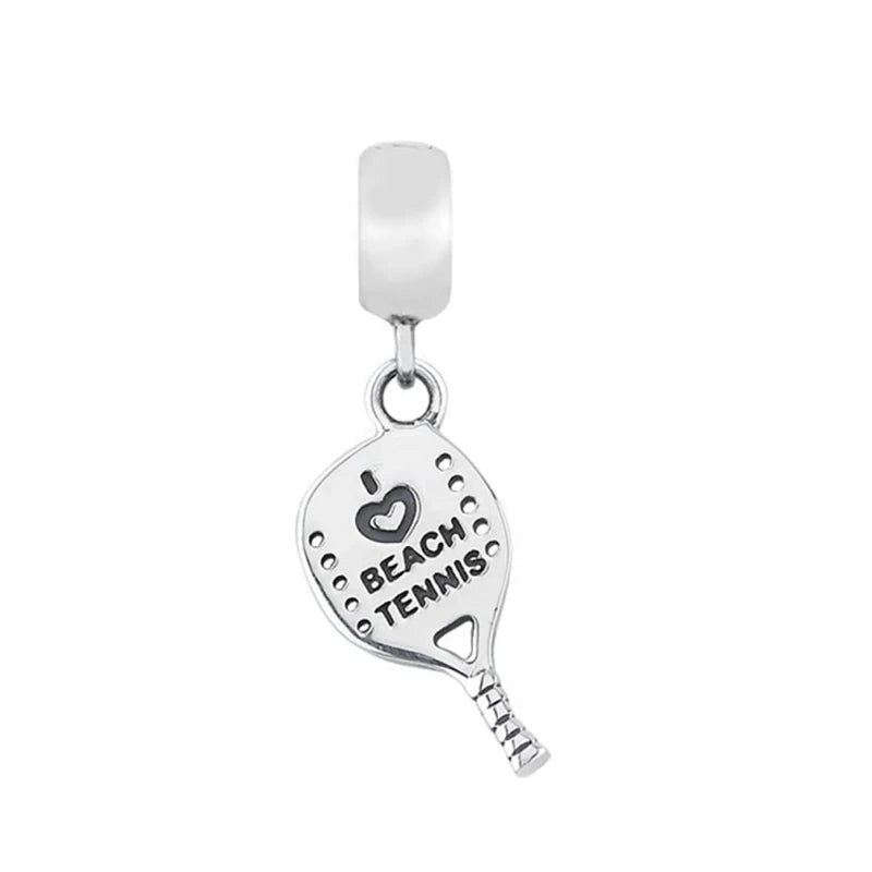 Beach Tennis Racket Dangle Charm for Bracelet & Bangle