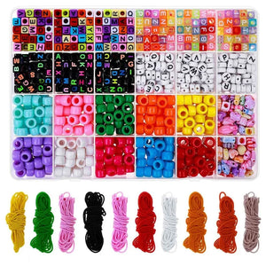 DIY Bead Bracelet Kit with Pony Beads Charm Beads Elastic String