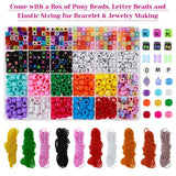 DIY Bead Bracelet Kit with Pony Beads Charm Beads Elastic String