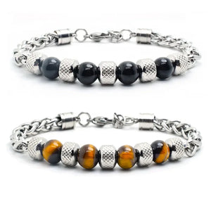 Men's Bead Bracelet Stainless Steel Charm Hip Hop