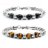Men's Bead Bracelet Stainless Steel Charm Hip Hop