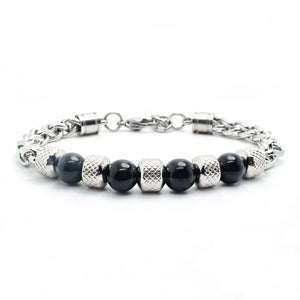Men's Bead Bracelet Stainless Steel Charm Hip Hop