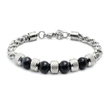 Men's Bead Bracelet Stainless Steel Charm Hip Hop