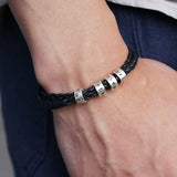 Personalized Men's Leather Bracelet with Custom Name