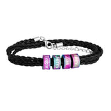Personalized Men's Leather Bracelet with Custom Name