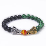 Matte Howlite Buddha Dragon Beaded Stone Bracelet Good Luck Charm Jewelry