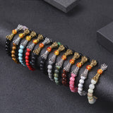 Matte Howlite Buddha Dragon Beaded Stone Bracelet Good Luck Charm Jewelry