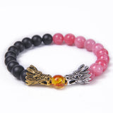 Matte Howlite Buddha Dragon Beaded Stone Bracelet Good Luck Charm Jewelry