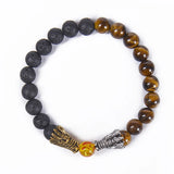 Matte Howlite Buddha Dragon Beaded Stone Bracelet Good Luck Charm Jewelry