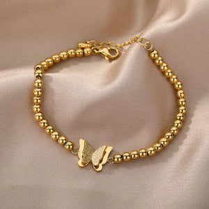 Stainless Steel Butterfly Pendant Bracelet Femme Couple Jewerly