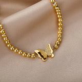 Stainless Steel Butterfly Pendant Bracelet Femme Couple Jewerly