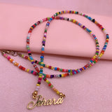 Personalized Bead Name Necklace with Pearl Letter Choker