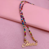 Personalized Bead Name Necklace with Pearl Letter Choker