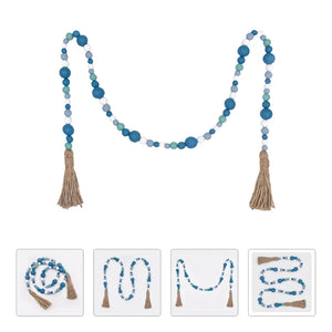 Wooden Beads Tassel Wall Decor Farmhouse Decoration String Ornament Hanger
