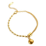 Bead Pendant Bracelets for Women Stainless Steel Hand Wrist Jewelry