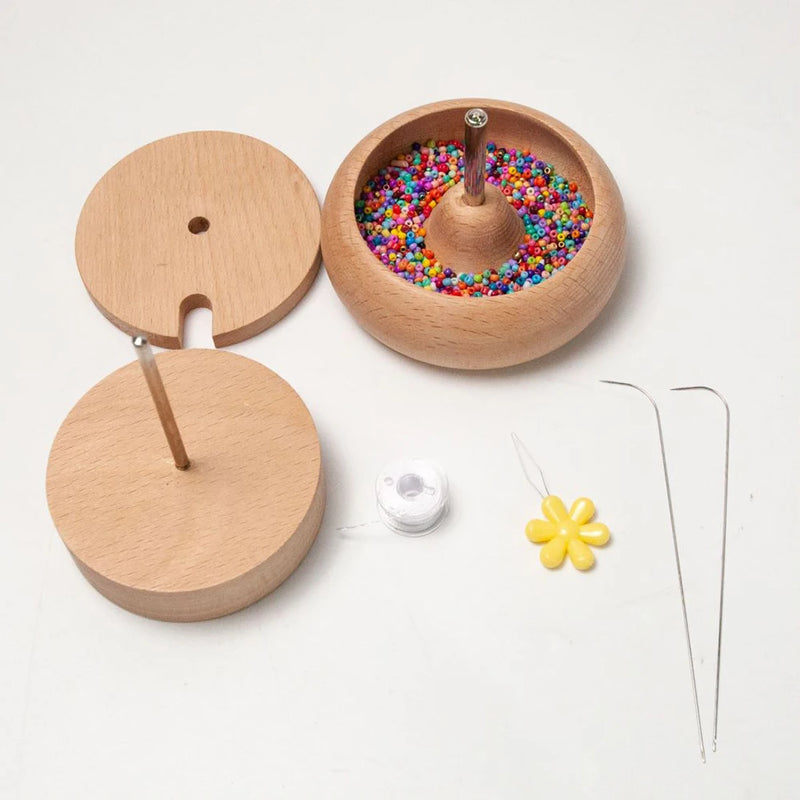 Wooden Bead Spinner Manual Beading Tool Jewelry Bracelet Making Crafts